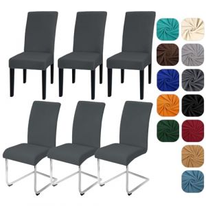Yugarlibi Lot de 6 housses de chaise extensibles pour chaise basculante - Amovible et lavable - Protection pour cuisine, restaurant, h&ocirc;tel, banquet, mariage (gris fonc&eacute;, 6 pi&egrave;ces) (Yingchengda Direct Store, neuf)
