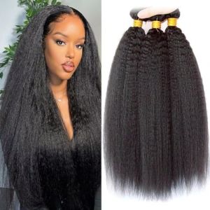 Ladiary tissage bresilien en lot 100% cheveux naturels brésilien 3 faisceaux tissage kinky straight 14 16 18 pouce double trame tissage bresilien boucle (baiying hair, neuf)