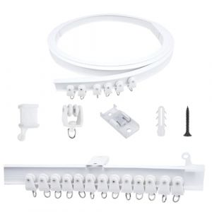 FOGAWA 2m Rail rideaux, Rideau de Plafond, Tringle à Rideaux Flexible et Incurvée, Systèmes de Rail de Rideau Plafond pour Rideaux, Rails de Rideau de Douche, Séparateurs de Pièces, Blanc (FJSMEU, neuf)