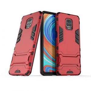 Coque pour Xiaomi Redmi Note 9 Pro/Redmi Note 9s / Redmi Note 9 Pro Max Antichoc Protection Case Cover: 2xCouche Rigide & Silicone Bumper &Eacute;tui Housse avec B&eacute;quille (Xiaomi Redmi Note 9 Pro, Rouge) (Max Power Digital, neuf)