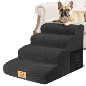 Thihome Escalier pour chien pour petits chiens, 4 marches Escalier pour animaux de compagnie avec partie amovible, rampe pour chien en mousse haute densit&eacute; lavable, escalier pour chien pour lit et (Thihome, neuf)