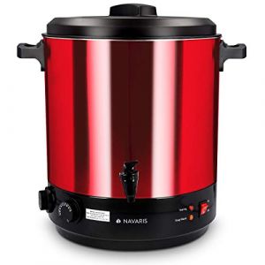 Navaris Stérilisateur à Bocaux Électrique - Machine à Vin Chaud 27L - Distributeur Boissons en INOX - Autocuiseur Minuteur - Rouge métallique (SX-Commerce, neuf)