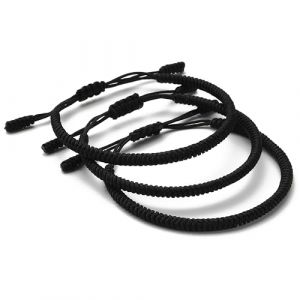 LUCKY BUDDHIST - 3 bracelets porte-bonheur tibétains + cadeau bouddhiste ! - Fait main. Ajustable à votre poignet. Pour hommes et femmes. Bracelets d'amitié en tissu tressé (Lucky Buddhist ?, neuf)