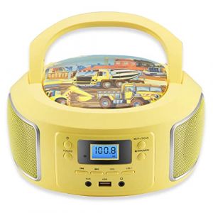 Boombox portable | Radio FM | Entrée AUX | CD/CD-R | USB | Prise casque | Système compact | Lecteur CD | Radio CD | Chaîne stéréo | Radio enfant | Boombox (jaune glamour) (Enstore France, neuf)