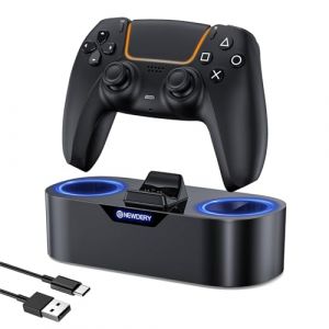 NEWDERY Station de charge pour manette PS5, station de charge rapide pour manettes PlayStation 5, support de charge de rechange pour manette PS5 et manette DualSense Edge – Noir (ANSEN-FR, neuf)