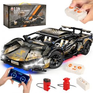 MOMOSTAR 1314 Pièces Technic Voiture Jouets avec des Effets Lumineux éblouissants Et Une Fonctionnalité De Télécommande sans Fil, 1:14 échelle Voiture De Course Technic 8-16 Ans Garçon Adulte Cadeaux (DYNASTYLOGIC, neuf)