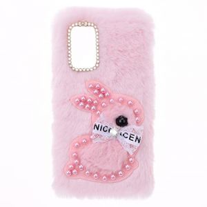 YKTO Peluche Fausse Fourrure Coque pour Samsung Galaxy Xcover 5 Mignon Paillettes Diamant Perle Lapin Fille Coque de T&eacute;l&eacute;phone &eacute;tui pour t&eacute;l&eacute;phone Oreilles Lapin Peluche,Rose Perle Lapin (YKTO, neuf)