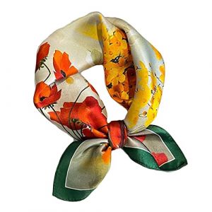Aufeel Petit foulard carrée 100 % pure soie de mûrier pour femme, Foulard en soie, 53 x 53 cm, Fleurs, Small (TechGeniusDepot, neuf)