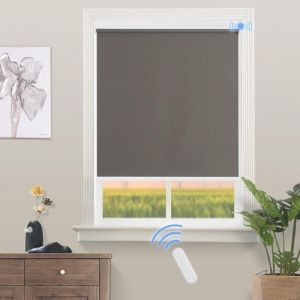 Grandekor Stores Enrouleur Occultant Électriques Isolant Thermique Opaque, Store Occultant avec Moteur & Télécommande, avec ou sans Perçage, 85l x 150L cm, Gris Foncé (Grandekor, neuf)