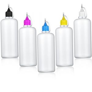 Lot de 5 flacons compte-gouttes en plastique avec pointe aiguille de 100 ml - Flacon applicateur vide pour colle liquide, huile et peinture acrylique (QinCool  Wonderful Store, neuf)