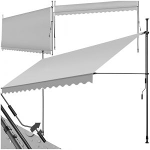 tectake Store banne sans Perçage Auvent Marquise Retractable avec Manivelle Multi-Fonction Store latéral Enroulable Brise Vue Brise Soleil Opaque en Aluminium - Gris Clair, 400 x 180 cm (Made4Home SAS, neuf)