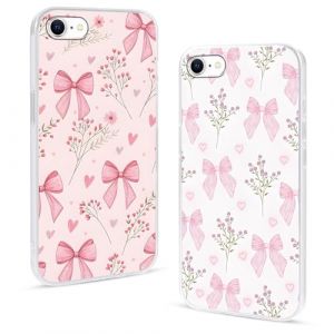 Omyzo 2 Pi&egrave;ces Coque pour Apple iPhone 7/iPhone 8/SE 2020/2022 4,7", &Eacute;tui avec Fleurs Rose Aesthetic Dessin Transparente Silicone Souple TPU Antichoc Protection Cover pour iPhone SE 2020/2022 (EnShiYuHuaStore, neuf)