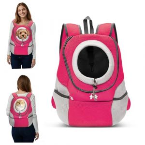 ALLSOPETS Sac a Dos Chien Sac de Transport Moto Réglables pour Petits Chiens Chats Portable et Respirant Sac à Dos de Transport pour Chiens pour Vélo Randonnée Camping (Rose, M) (YONGYES TRADE LIMITED, neuf)