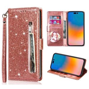 FERLAN Coque pour Huawei P30 Pro, Flip Case Étui Paillette Glitter Bling Portefeuille en Cuir Housse avec avec Fentes de Cartes Fonction Support, Fermeture Magnétique- Or Rose (BiBoDan, neuf)