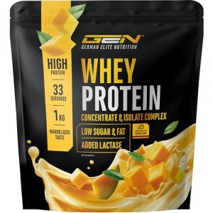 Elite Whey Protein en poudre - 1000 g Mango Lassi - avec whey isolat - jusqu'&agrave; 23 g de prot&eacute;ines par portion - instantan&eacute;ment soluble - avec lactase, BCAA & EAA (LifeBalance Trading Supplements, neuf)