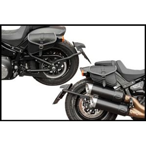 Ends Cuoio Sacoches de Selle en Cuir Droite et Gauche pour Harley Davidson Softail 2018-2024 Fat Bob, Low Rider S, Street BOB, Slim, Low Rider - Fermeture magnétique innovante (Points Blancs) (endscuoio srl, neuf)
