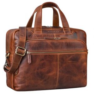 STILORD 'Lias' Sacoche en Cuir Véritable pour Hommes - Élégance pour Votre Prochain Meeting | Sacoche Grande pour Ordinateur Portable 15,6 Pouces Porte-Documents, Couleur:Sesto - Cognac (STILORD Cuir, neuf)