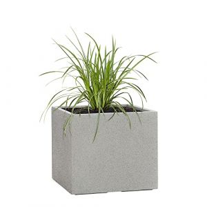 Pflanzwerk® Pot de Fleur Cube Jardinière Granit Gris 28x28x28cm *Résistant au Gel* *Protection UV* *Qualité européenne* (Pflanzwerk Deutschland GmbH, neuf)