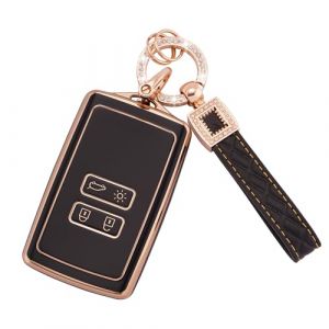 Koaudb Coque de clé pour Voiture pour Clio Megane Koleos Kadjar Talisman Captur Espace Dacia Duster TPU 4 Boutons Coque Clé Télécommande Coque de Protection étui Carte Dacia (BP-Rnl) (Koaudb, neuf)