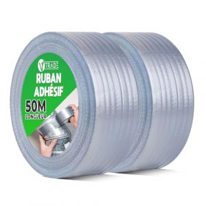 V1 TRADE Duct Tape Gris 48mm x 50m &ndash; Scotch Am&eacute;ricain &Eacute;tanche Pour R&eacute;parations &ndash; Ruban Adh&eacute;sif Toil&eacute; Extra Fort &ndash; R&eacute;sistant &Agrave; L&rsquo;Eau &ndash; 2 Rouleaux Pour Int&eacute;rieur Et Ext&eacute;rieur (Amzteam-pro, neuf)
