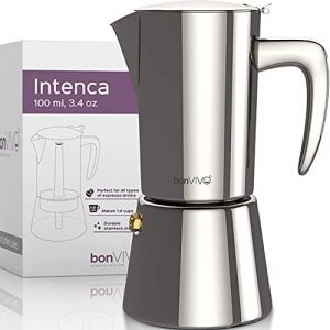bonVIVO - Cafetière Italienne Intenca pour Café Expresso Corsé en INOX Finition Argentée avec Carafe Moka Classique pour 2 Tasses (100ml) (Bonstato, neuf)