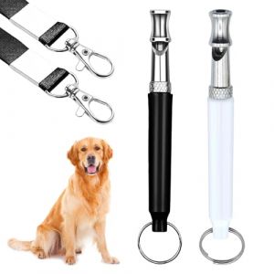 2 Pcs Sifflet Ultrason Chien,Noir et Blanc Sifflet Ultrason Chien Anti Aboiement,Sifflet Chien Rappel,Sifflet de Dressage Professionnel,Rappel Pet Accessoires,pour Arrêter Aboiements du Chien Voisin (xiaosuiqiangDE, neuf)