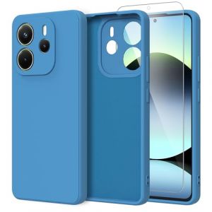 Nevecover Coque pour Xiaomi Redmi Note 14 4G avec 1 Pi&egrave;ces Verre Tremp&eacute; Protection &eacute;cran,Transparent Housse Etui Silicone TPU Souple Case pour Xiaomi Redmi Note 14 4G (6.67") - Bleu (Tianenz Store, neuf)