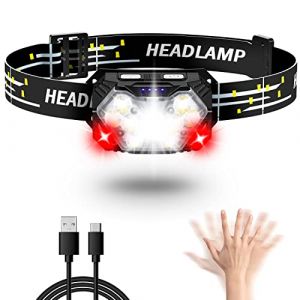 Lsnisni Lampe Frontale LED 1 Pièces, 2000 Lumens Torche Frontale Rechargeable USB C, Lumière Rouge et Capteur Mouvement, Réglable 6 Modes, IPX5 Étanche pour Camping, Jogging, Pêche (BZ-EU, neuf)