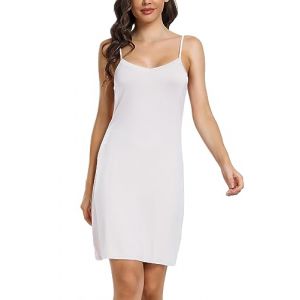 Sopesil Fond de Robe Femme Modal - Chemise de Nuit Sexy Sans Manches El&eacute;gant Mini Robe L&eacute;g&egrave;re Respirante Jupon, Blanc, S (Sopesil Direct, neuf)