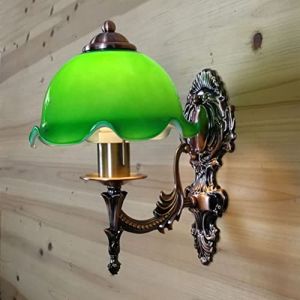 Applique Murale Int&eacute;rieur Banquier avec abat-jour en verre vert Lampe Murale Vintage E27 Banquierlampe Base de M&eacute;tal Lampe de Couloir Applique Tiffany Classique pour salon chambre salle &agrave; manger all&eacute;e (AMZ-0, neuf)