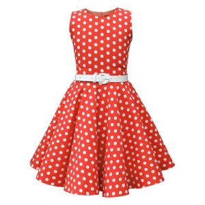 BlackButterfly Enfants Robe Ann&eacute;es 50 Vintage &agrave; Pois 'Audrey' (Rouge - Pois, 5-6 Ans) (BlackButterfly Clothing, neuf)