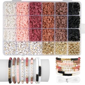 yumcute 3000 Pi&egrave;ces Perles d'Argile, 6 mm, Ronde, Bracelet, Brun, Kit pour Fabrication de Bijoux (Philise, neuf)