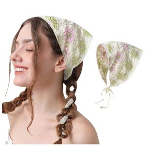 Chapeau bibi en maille avec fleurs et rubans à plumes pour femme - Bandeau tricoté blanc - Bandanas vintage hippie - Accessoires pour cheveux - Blanc - Taille unique (ZJens, neuf)