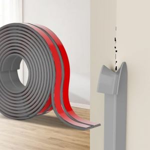 Protection Angle Mur Adh&eacute;sif, Bandes Corniere en TPE, Plinthe Souple &Eacute;paisse en Forme de L Baguette Angle pour Murs, Portes, Cuisine, Fen&ecirc;tres, Id&eacute;al pour R&eacute;novations DIY (Gris, 2cm x 8M) (HengRongSh-EU, neuf)