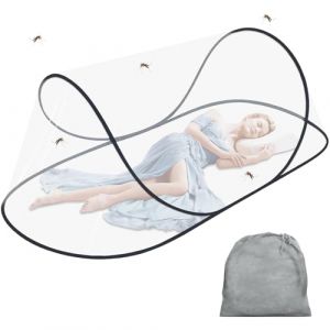 Moustiquaires Voyage Pop Up, Moustiquaire Lit Pliable 200 x 80 x 56 cm, Tente Camping Portable De Voyage, Moustiquaire Pop-up avec Fermeture Eclair pour Lit Simple, Camping (PGonline, neuf)