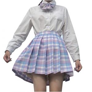 ORANDESIGNE Jupe Pliss&eacute;e Courte Taille Haute pour Femme et Fille JK Jupe Mini &agrave; Carreaux Ecole de Tennis Evas&eacute;e avec Doublure Q Rose XXL (Wowmart Zoo X., neuf)