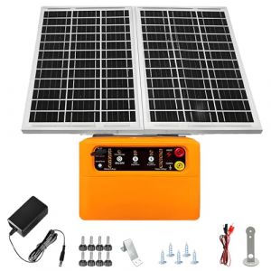 De Cl&ocirc;ture &eacute;lectrique, Solaire 12V 6 Kv&ndash;8 Kv, 0,3 J&ndash;1,5 J S&eacute;lection Manuelle Cl&ocirc;ture Avicole 48 Km Port&eacute;e Panneau Solaire 15W Batterie Plomb-Acide 12V 7000Mah Et Kit Mise &agrave; Terre Pour Volailles (attempty, neuf)