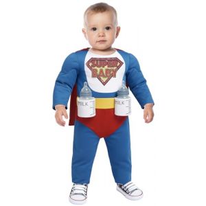 FIESTAS GUIRCA | Costume Super B&eacute;b&eacute; (18-24 Mois) - Cape, Combinaison et Porte-Latt&eacute;s - Costumes de Super-h&eacute;ros et Vilains pour Halloween et F&ecirc;tes Costum&eacute;es - Id&eacute;al pour B&eacute;b&eacute;s - Bleu Multicolore (Ledoy, neuf)