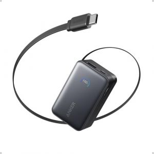 Anker Nano Batterie Externe 10000 mAh avec câble rétractable InstaCord 70 cm, Banque d’Alimentation compacte 45 W Max Power Bank, Affichage Intelligent, pour iPhone 16 Pro Max, iPad, Galaxy, Pixel (AnkerDirect FR, neuf)