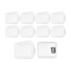 ARYIMYDP 10 Pi&egrave;ces Bo&icirc;te de Rangement pour Cartes SD, &Eacute;tui et Bo&icirc;tier de Protection pour Cartes M&eacute;moire, Stockage pour SD et TF, Porte-Carte SD, Bo&icirc;tier pour M&eacute;moire SD (Transparent) (UIRYFAZHANYOUXIANBAODAN, neuf)