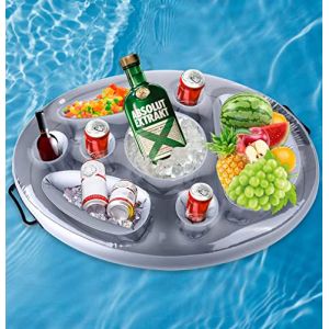 BNGXR Plateau Bar de Piscine Flottant, 8 Trous Gonflable Bar Flottant Gonflable Porte-Boissons de Fruits Buffet pour Piscine d'&eacute;t&eacute; en Plein Air Plage Piscine Party Spa (GUANGWENZHI, neuf)
