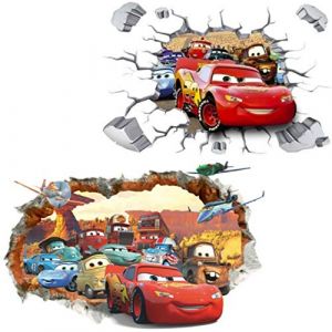 Kibi 2PCS Stickers Muraux Cars Wall Decal Enfants Chambre Bébé Décoration Autocollants Muraux Cars stickers Muraux Personnalisé Stickers Mural Amovible (KIBI STORE, neuf)