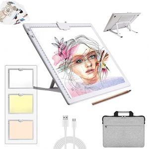 elice Table Lumineuse A3 avec Sac, sans Fil, &agrave; Piles, 3 Couleurs &agrave; intensit&eacute; Variable et 6 Niveaux de luminosit&eacute;, Panneau Lumineux Rechargeable pour Peinture Diamant, Croquis (ELICE EU, neuf)