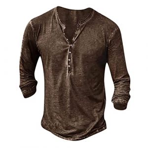 Deguisement Halloween Homme Chemise Homme Manches Longues Col Mao Tee Shirt Homme Vintage Assassin Creed Viking Gothique Steampunk Pirate Medieval Pas Cher Sweat Hauts Militaire Veste Marron XXL (uxxnjfg, neuf)