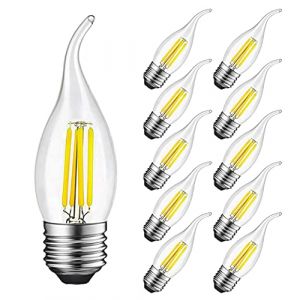 MAYCOLOR Ampoule Flamme LED E27 4W Equivalent 40W 400Lumen, Blanc Froid 6500K, Ampoule Bougie LED E27 pour Lustres, Lustres en Cristal, Luminaires Décoratifs, Non-dimmable, Verre, Lot de 10 (SUPOO, neuf)