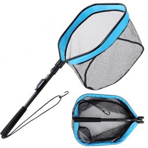 FLISSA Épuisette de Pêche Pliable, Epuisette Peche Caoutchouc, Epuisette Peche Carnassier pour Truite Carpe Poisson-Chat Basse Kayak (GreatStarTools, neuf)