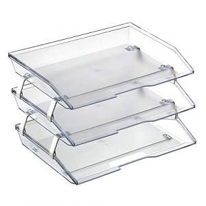 Acrimet Facility Bac à Courrier à 3 Niveaux/Charge Latérale A4, Organiseur de Bureau, en Plastique (Couleur Transparent Cristal) (Easy 2 Buy Distributors, neuf)