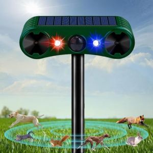 Repulsif Chat Solaire, Répulsif Chat Ultrason Exterieur, 2 Modes Répulsif Ultrason Anti Rongeurs avec Détecteur de Mouvement, IP55 Imperméable Repulsif Animaux pour Anti Chats Chiens Souris Ratons (EU PARNUO, neuf)