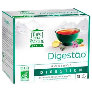 Th&eacute;s de la Pagode - Tisane Digestao - Infusion au Rooibos Bio - Confort Digestif apr&egrave;s le Repas - Baie de Gen&eacute;vrier, Mauve, Gingembre, Fenugrec - Bo&icirc;te de 18 sachets (Th&eacute;s de la Pagode - Boutique officielle, neuf)