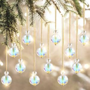 UXORSN 12 Pcs Boules de Noel 22 mm D&eacute;corations Sapin de No&euml;l Boule de Cristal Suncatcher Attrape Soleil Pendentifs Arcenciel Boule de Prisme Suspension Lustre Feng Shui pour Noel Sapin Fen&ecirc;tre Jardin (UXORSN, neuf)